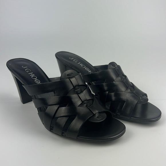 J.G. Hook Shoes Jg Hook Black Leather Sandals Sz 8m Poshmark